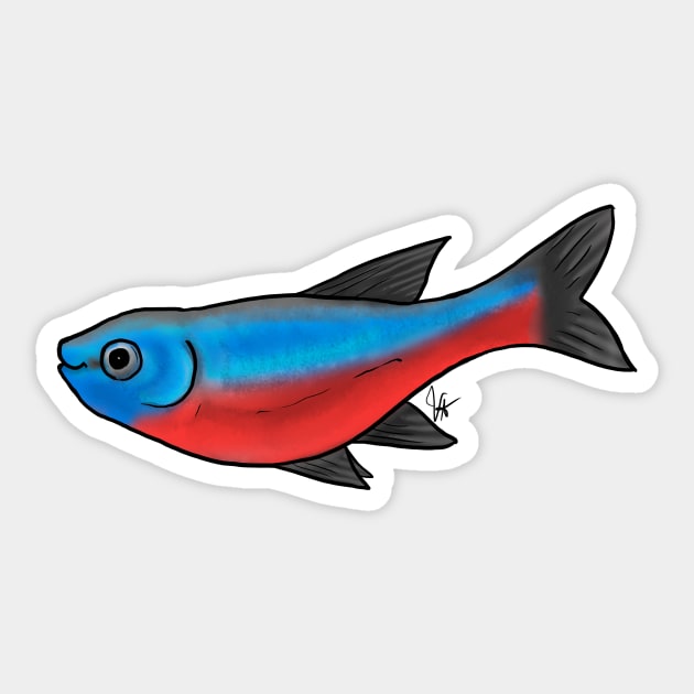 Fish - Tetras - Cardinal Tetra Sticker by Jen's Dogs Custom Gifts and Designs